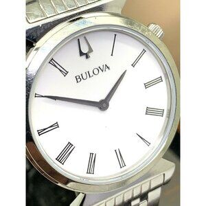 Bulova Women's Watch 96L275 Roman Numeral White Dial Silver Steel Quartz 30mm